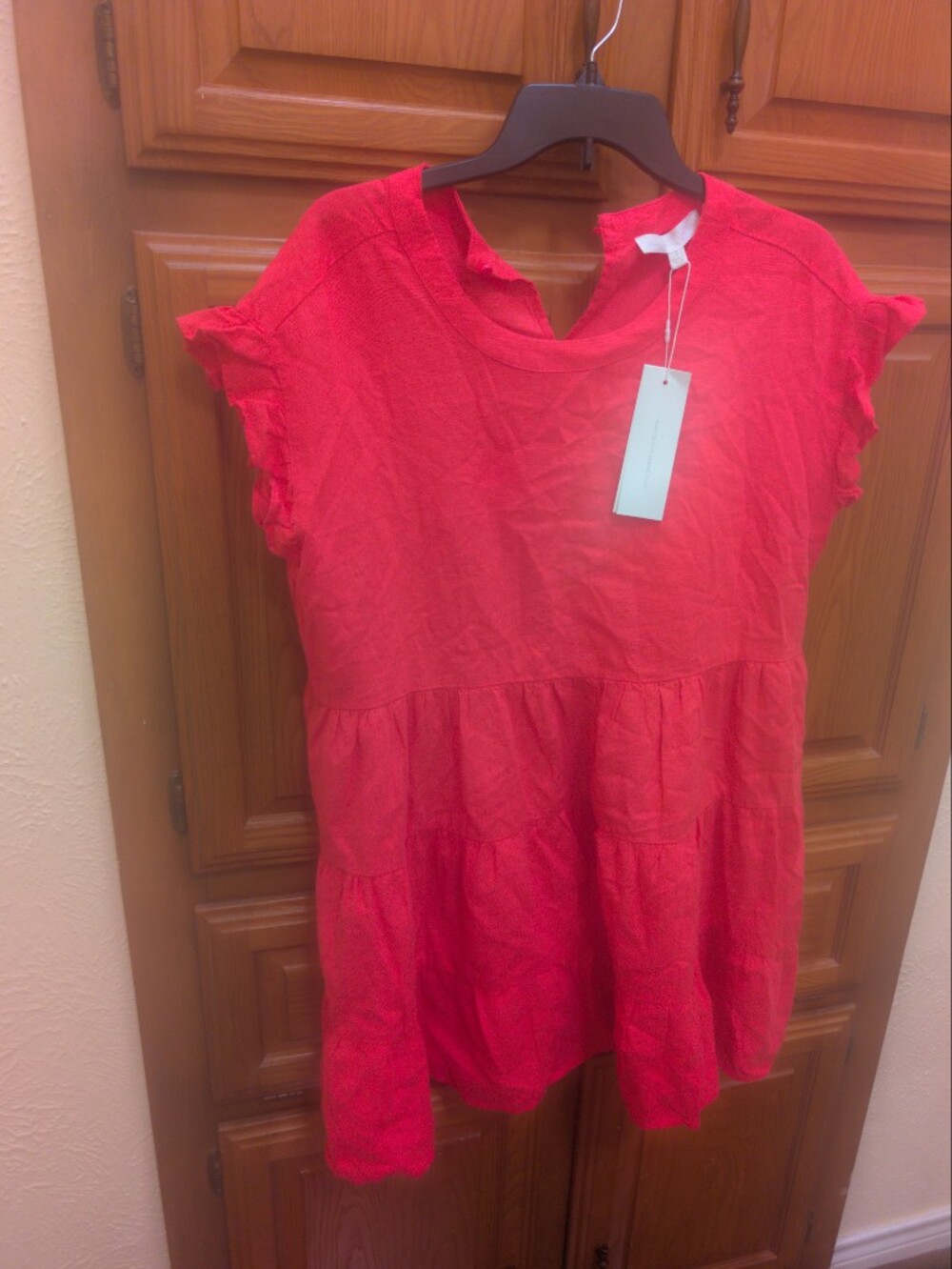 Adyson Parker Red Tiered Short Sleeve Casual Dress